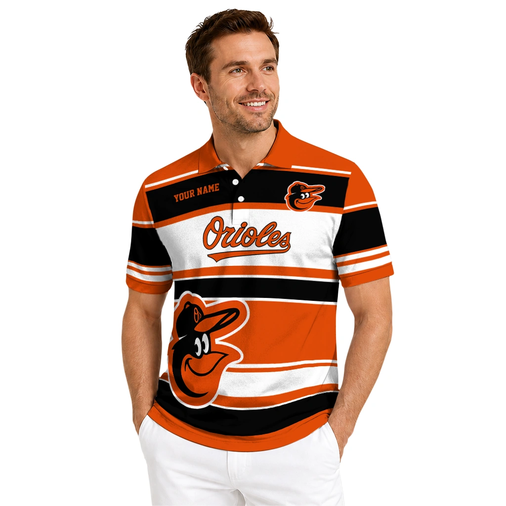 Baltimore Orioles Polo Shirt Customized Horizontal Blocks Orange High Quality Baltimore Orioles Polo Shirt Customized Horizontal Blocks Orange High Quality