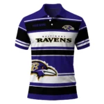 Baltimore Ravens Polo Shirt Custom Horizontal Blocks Purple Best Selling