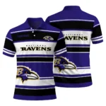 Baltimore Ravens Polo Shirt Custom Horizontal Blocks Purple Best Selling