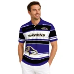 Baltimore Ravens Polo Shirt Custom Horizontal Blocks Purple Best Selling