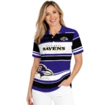 Baltimore Ravens Polo Shirt Custom Horizontal Blocks Purple Best Selling