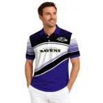 Baltimore Ravens Polo Shirt Customized Slanted Stripes Purple White Best Selling