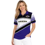 Baltimore Ravens Polo Shirt Customized Slanted Stripes Purple White Best Selling