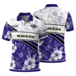 Baltimore Ravens Polo Shirt Personalized Floral Angles Purple White Best Selling