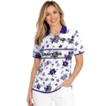 Baltimore Ravens Polo Shirt Personalized Floral Pinstripe Purple White Best Selling
