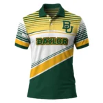 Baylor Bears Polo Shirt Personalized Slanted Stripes Green White Best Selling