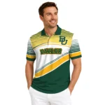 Baylor Bears Polo Shirt Personalized Slanted Stripes Green White Best Selling