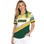 Baylor Bears Polo Shirt Personalized Slanted Stripes Green White Best Selling