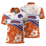 Boise State Broncos Polo Shirt Custom Floral Angles Orange White Best Selling