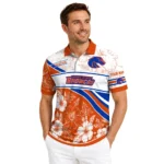 Boise State Broncos Polo Shirt Custom Floral Angles Orange White Best Selling