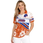 Boise State Broncos Polo Shirt Custom Floral Angles Orange White Best Selling