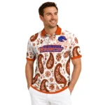 Boise State Broncos Polo Shirt Custom Paisley Florals Orange White Best Selling