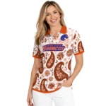 Boise State Broncos Polo Shirt Custom Paisley Florals Orange White Best Selling