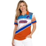 Boise State Broncos Polo Shirt Custom Slanted Stripes Orange White Best Selling