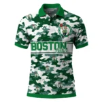 Boston Celtics Polo Shirt - Custom Camo Band Green