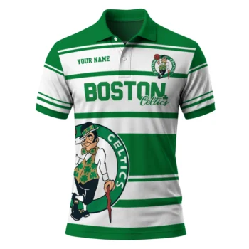 Boston Celtics Polo Shirt - Custom Horizontal Blocks Green