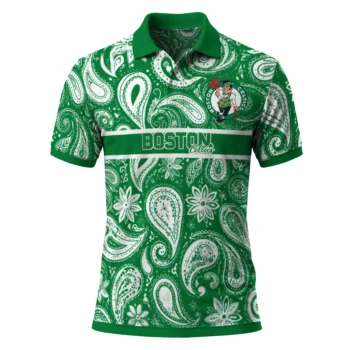 Boston Celtics Polo Shirt - Custom Paisley Band Green