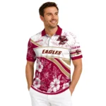 Boston College Eagles Polo Shirt Personalized Floral Angles Maroon White Best Selling