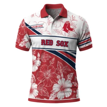 Boston Red Sox Polo Shirt Personalized Floral Angles Red White Best Selling