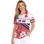 Boston Red Sox Polo Shirt Personalized Floral Angles Red White Best Selling