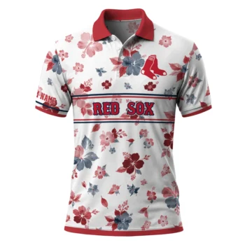 Boston Red Sox Polo Shirt Personalized Floral Pinstripe Red White Best Selling