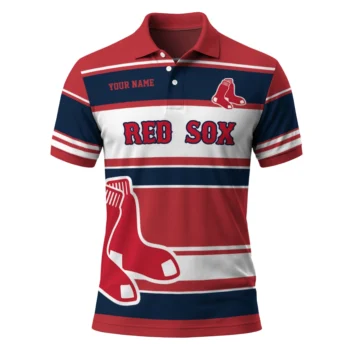 Boston Red Sox Polo Shirt Personalized Horizontal Blocks Red Best Selling
