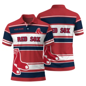 Boston Red Sox Polo Shirt Personalized Horizontal Blocks Red Fashion Forward
