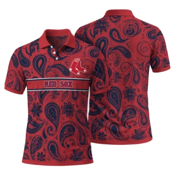 Boston Red Sox Polo Shirt Personalized Paisley Band Red Fashion Forward