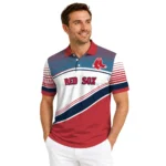 Boston Red Sox Polo Shirt Personalized Slanted Stripes Red White Best Selling
