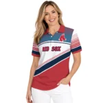 Boston Red Sox Polo Shirt Personalized Slanted Stripes Red White Best Selling