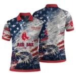 Boston Red Sox Polo Shirt Personalized Star Brushstrokes Red Blue Best Selling