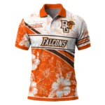 Bowling Green Falcons Polo Shirt Custom Floral Angles Orange White Best Selling