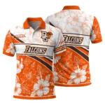 Bowling Green Falcons Polo Shirt Custom Floral Angles Orange White Best Selling