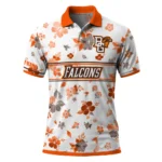 Bowling Green Falcons Polo Shirt Custom Floral Pinstripe Orange White Best Selling