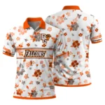 Bowling Green Falcons Polo Shirt Custom Floral Pinstripe Orange White Best Selling