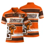 Bowling Green Falcons Polo Shirt Custom Horizontal Blocks Orange Best Selling