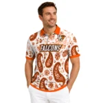 Bowling Green Falcons Polo Shirt Custom Paisley Florals Orange White Best Selling