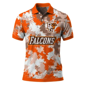 Bowling Green Falcons Polo Shirt Custom Pixel Camo Orange Best Selling