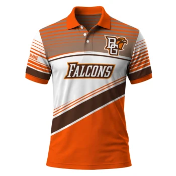 Bowling Green Falcons Polo Shirt Custom Slanted Stripes Orange White Best Selling
