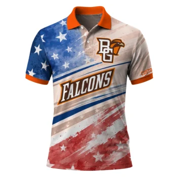 Bowling Green Falcons Polo Shirt Custom Star Stripes Red Blue Best Selling