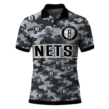 Brooklyn Nets Polo Shirt - Customized Camo Band Black
