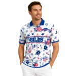 Buffalo Bills Polo Shirt Custom Floral Pinstripe Blue White Best Selling