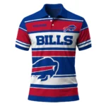 Buffalo Bills Polo Shirt Customized Horizontal Blocks Blue Best Selling