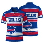 Buffalo Bills Polo Shirt Customized Horizontal Blocks Blue Best Selling