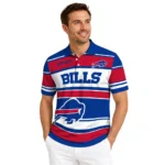 Buffalo Bills Polo Shirt Customized Horizontal Blocks Blue Best Selling