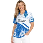 Buffalo Bulls Polo Shirt Personalized Floral Angles Royal Blue White Best Selling