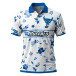 Buffalo Bulls Polo Shirt Personalized Floral Pinstripe Royal Blue White Best Selling