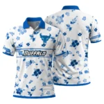 Buffalo Bulls Polo Shirt Personalized Floral Pinstripe Royal Blue White Best Selling