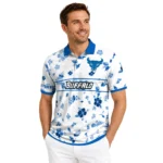 Buffalo Bulls Polo Shirt Personalized Floral Pinstripe Royal Blue White Best Selling
