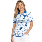Buffalo Bulls Polo Shirt Personalized Floral Pinstripe Royal Blue White Best Selling